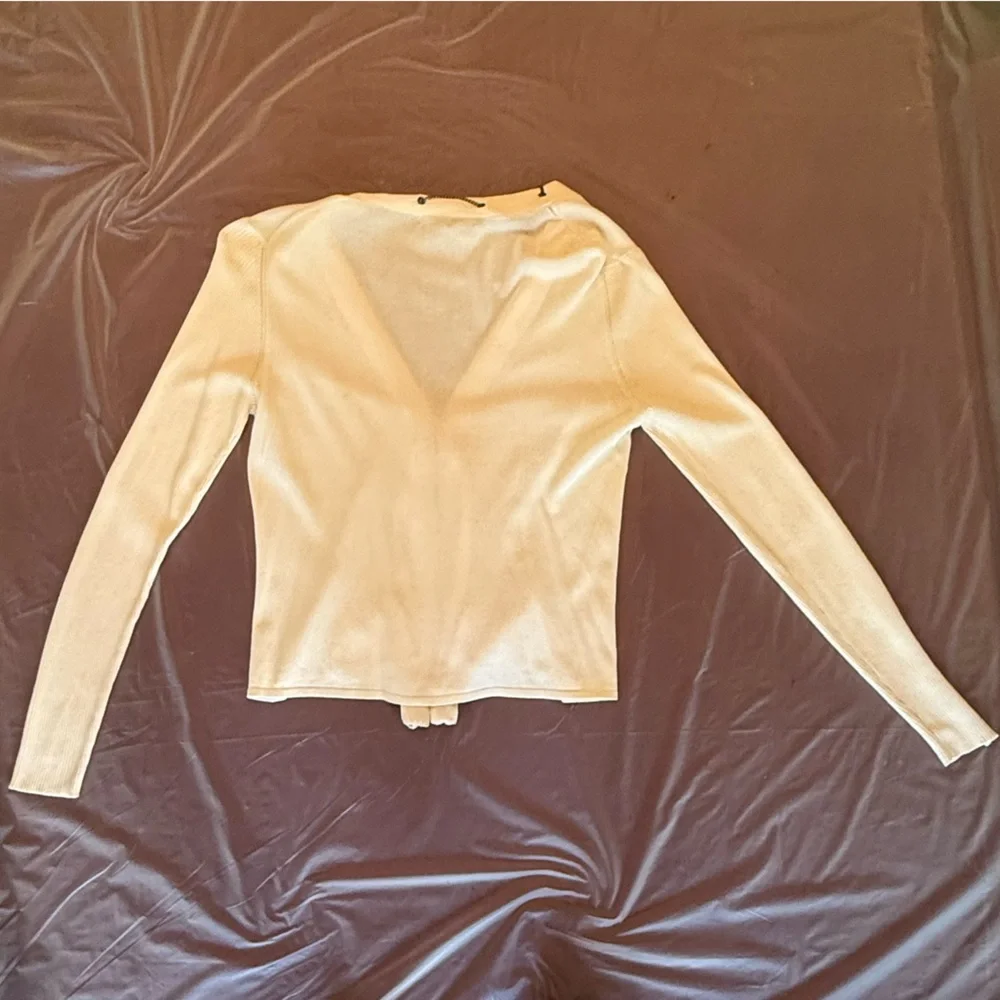 Nanette Lepore Ivory Long Sleeve Cardigan with chain detail Size L - Picture 4 of 11
